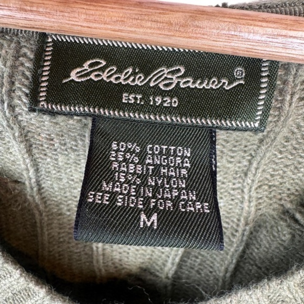90s Vintage Eddie Bauer Angora Blend Sweater Womens Size Medium Cable Knit Japan - Picture 5 of 11